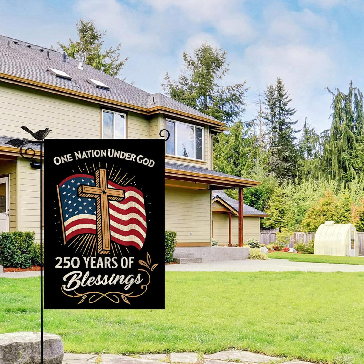 Blessings America Garden Flag 250, One Nation Under God,USA 250th Anniversary Patriotic