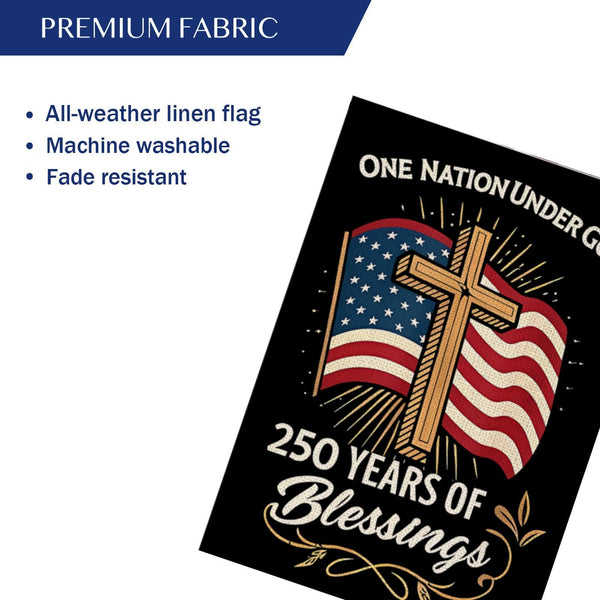 Blessings America Garden Flag 250, One Nation Under God,USA 250th Anniversary Patriotic