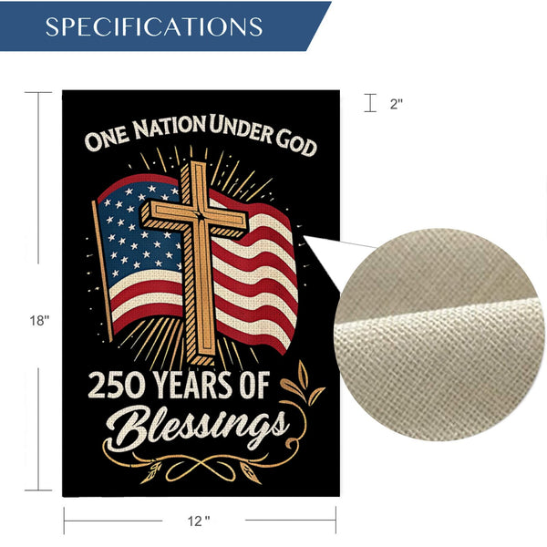 Blessings America Garden Flag 250, One Nation Under God,USA 250th Anniversary Patriotic