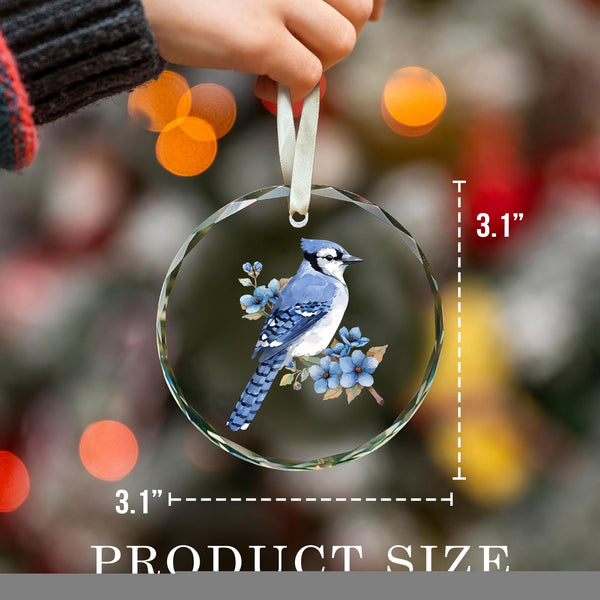 Blue Bird Glass Ornament, Bluebird Christmas Crystal Ornaments, Sky Bluebird Hanging Decoration for Christmas Tree