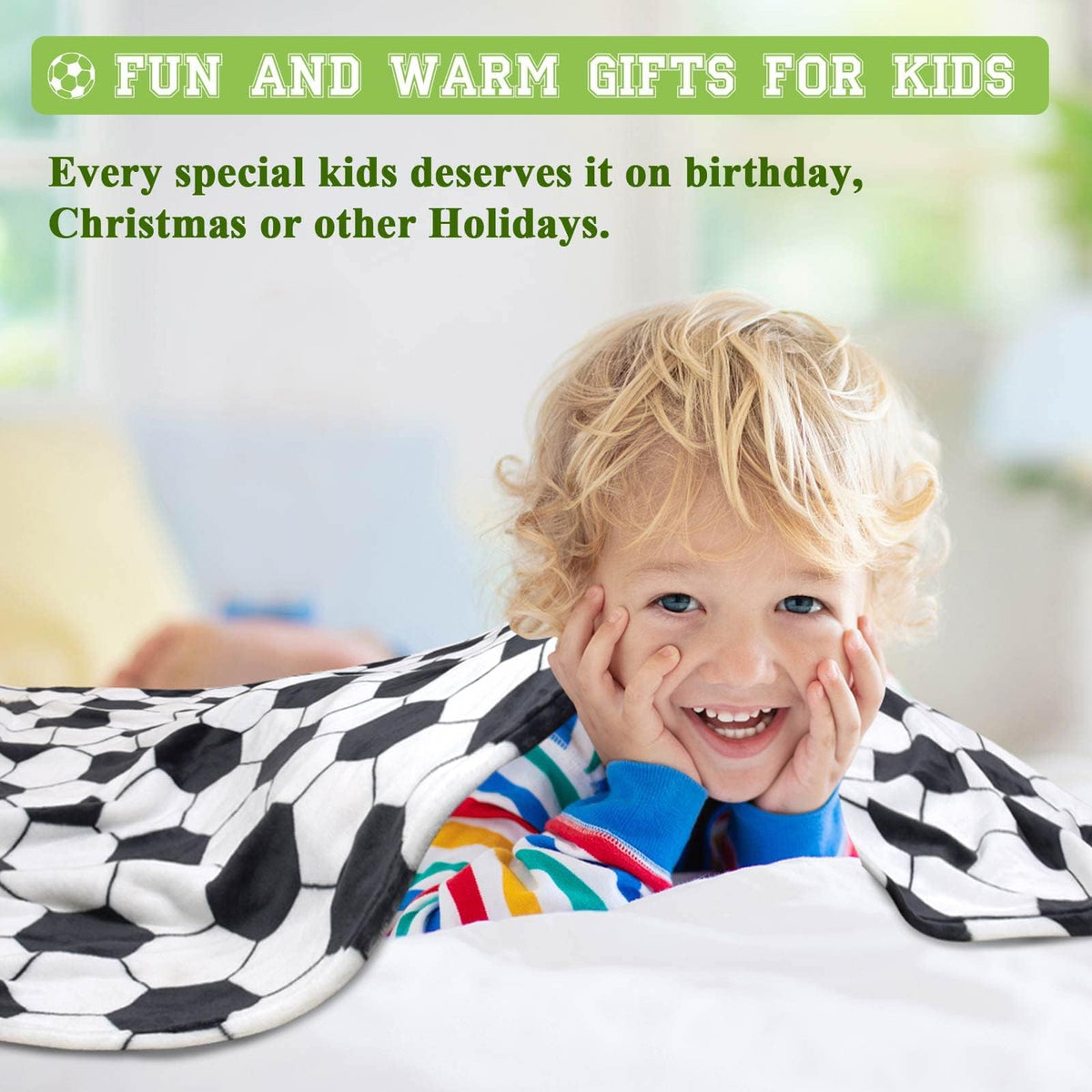 Soccer Blanket, 50"x60" Soccers Gifts for Boys 8-12 Girls Soccer Lovers, Soft Fleece Throw Blanket for Kids Toddlers Teens