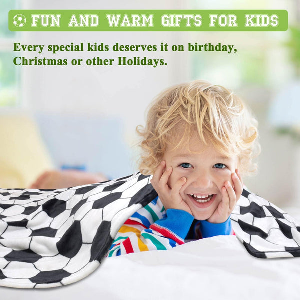 Soccer Blanket, 50"x60" Soccers Gifts for Boys 8-12 Girls Soccer Lovers, Soft Fleece Throw Blanket for Kids Toddlers Teens