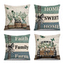 Eucalyptus Leaves Pillow Covers 18x18 Inch Set of 4 Green Farmhouse Home Sweet Home Truck Stripes Buffalo Plaid