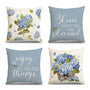 Blue Hydrangea Pillow Covers 18x18 Inch Set of 4 Enjoy The Little Things Summer Throw Pillow Covers Spring Hydrangea