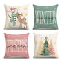 Pink Christmas Throw Pillow Covers 18x18 Set of 4 Green Winter Christmas Trees Snowman Reindeer
