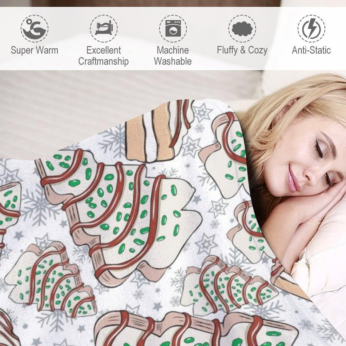 Soft Throw Blanket Christmas Tree Cakes Lightweight Flannel Plush Fuzzy Blankets for Women Teens 50X60 in