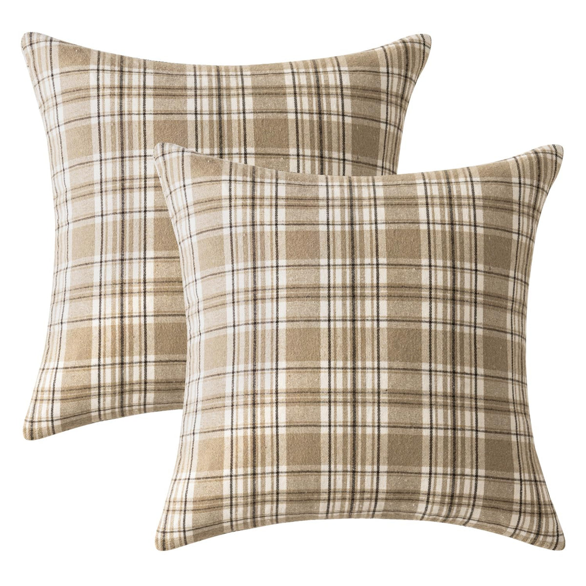 Fall Set of 2 Scottish Tartan Plaid Throw Pillow Covers Farmhouse Classic Decorative Square
