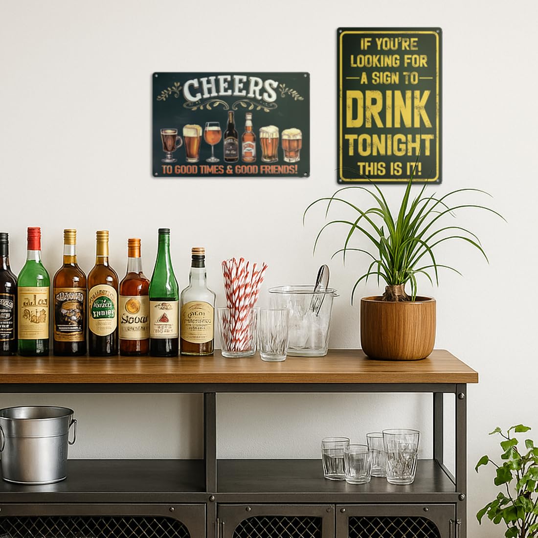 "Sign to Drink Tonight" Funny Bar Sign or Man Cave Decor | 12x8″ Durable Vintage Metal Beer Signs