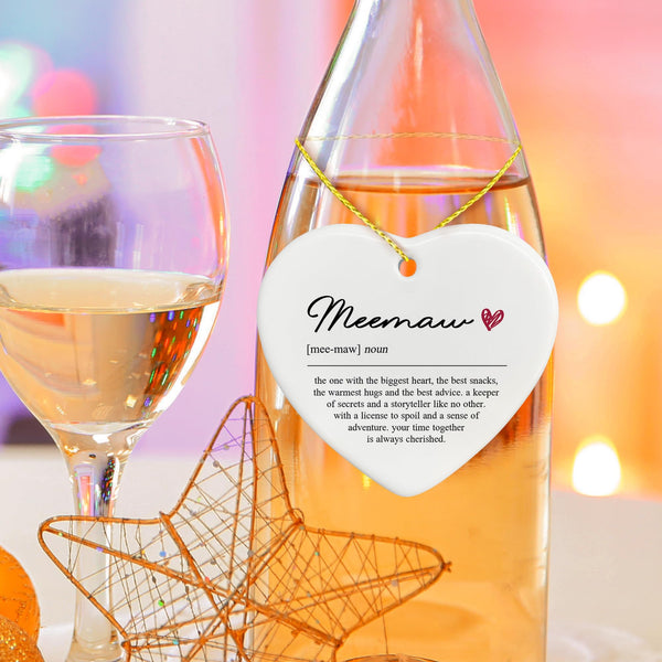 Meemaw Gifts Ceramic Ornaments, Meemaw Definition Heart Hanging Ornament Decor Decorations for Christmas Tree Car