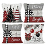 Red Winter Christmas Throw Pillow Covers 18x18 Set of 4, Merry and Bright Let It Snow Home Decor