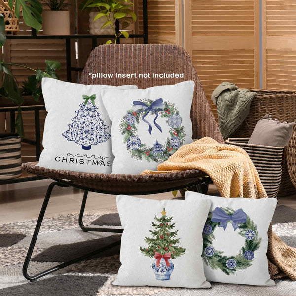 Chinoiserie Chinoiserie Throw Pillow Covers 18x18 Set of 4, Winter Grand Millenial Grandmillennial Decor Pillow Cases