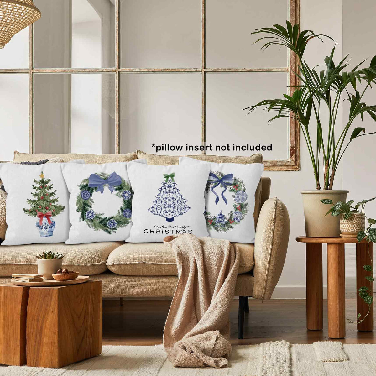 Chinoiserie Chinoiserie Throw Pillow Covers 18x18 Set of 4, Winter Grand Millenial Grandmillennial Decor Pillow Cases