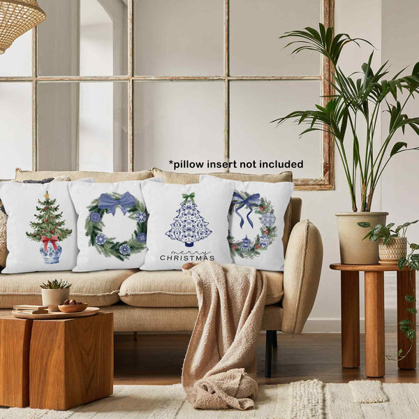 Chinoiserie Chinoiserie Throw Pillow Covers 18x18 Set of 4, Winter Grand Millenial Grandmillennial Decor Pillow Cases