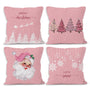Pink Winter Christmas Throw Pillow Covers 18x18 Set of 4, Christmas Tree Santa Claus Home Decor Pillow Case
