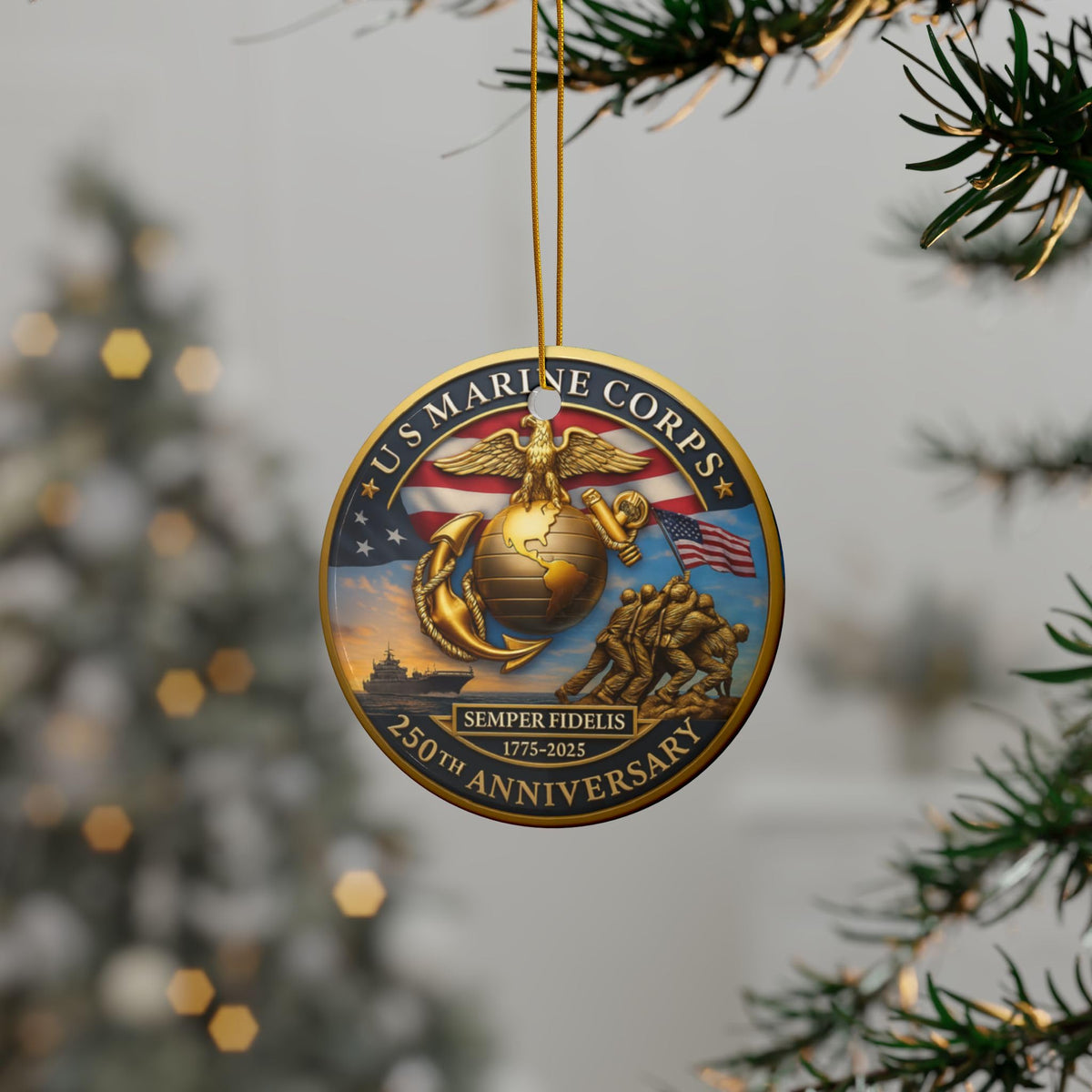 250th Anniversary Commemorative Ornament 1775-2025, Double-Sided Ceramic Ornament