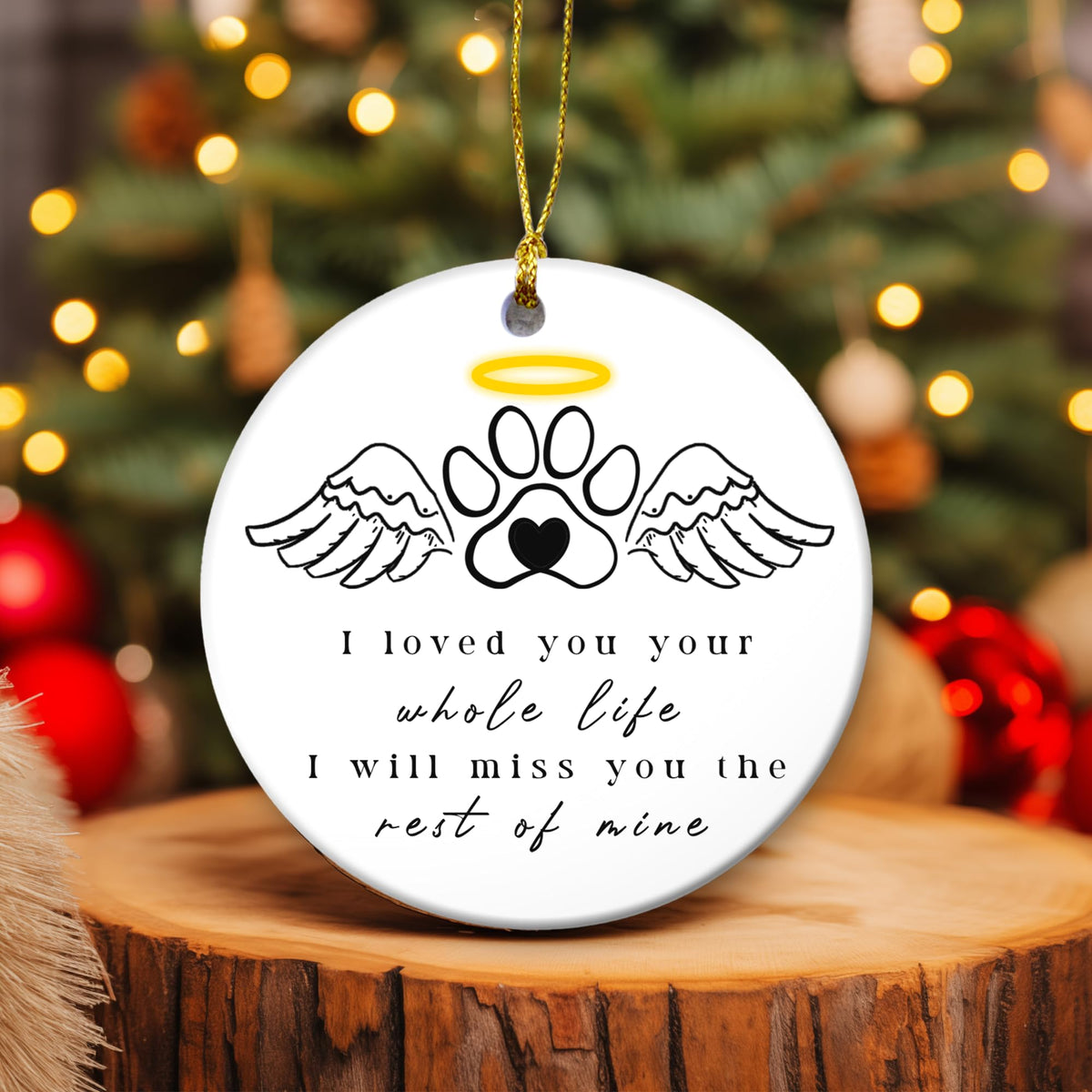 Pet Memorial Ornament – Ceramic Keepsake, Dog & Cat Loss Ornament with Angel Wings and Halo