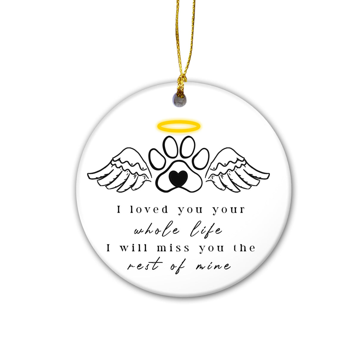 Pet Memorial Ornament – Ceramic Keepsake, Dog & Cat Loss Ornament with Angel Wings and Halo
