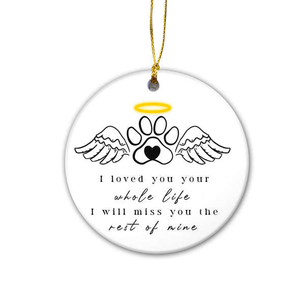 Pet Memorial Ornament – Ceramic Keepsake, Dog & Cat Loss Ornament with Angel Wings and Halo