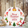 Merry Christmas Ornaments 2025, Cute Christmas Ornament for Tree, Holiday Ornaments Gifts, Beautiful Unique Ceramic Xmas Ornament 2025