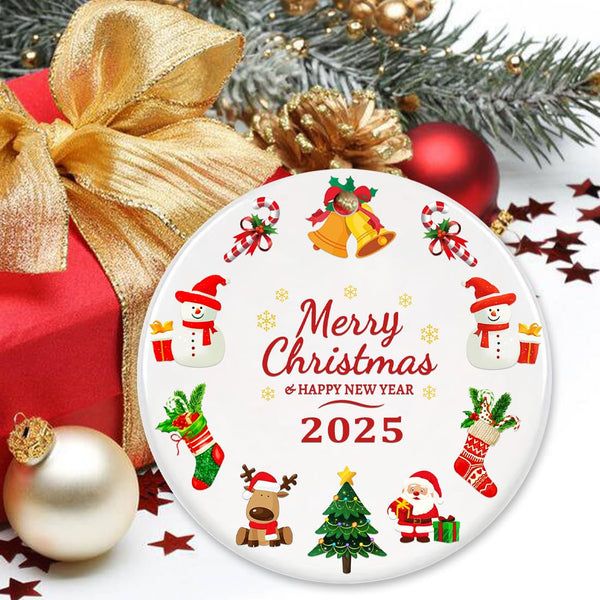 Merry Christmas Ornaments 2025, Cute Christmas Ornament for Tree, Holiday Ornaments Gifts, Beautiful Unique Ceramic Xmas Ornament 2025