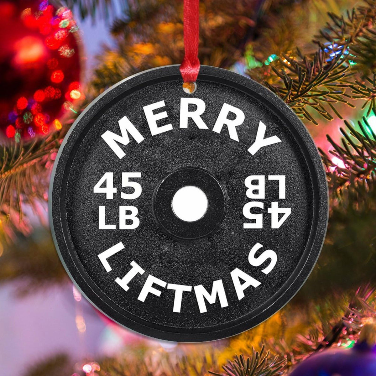 Merry Liftmas Ornament Barbell Weight Plate Christmas Stocking Filling Gift Athletic Trainer Gift