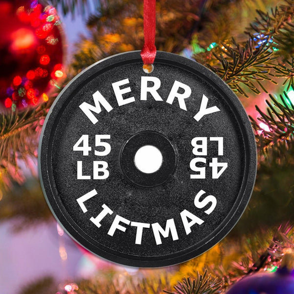 Merry Liftmas Ornament Barbell Weight Plate Christmas Stocking Filling Gift Athletic Trainer Gift