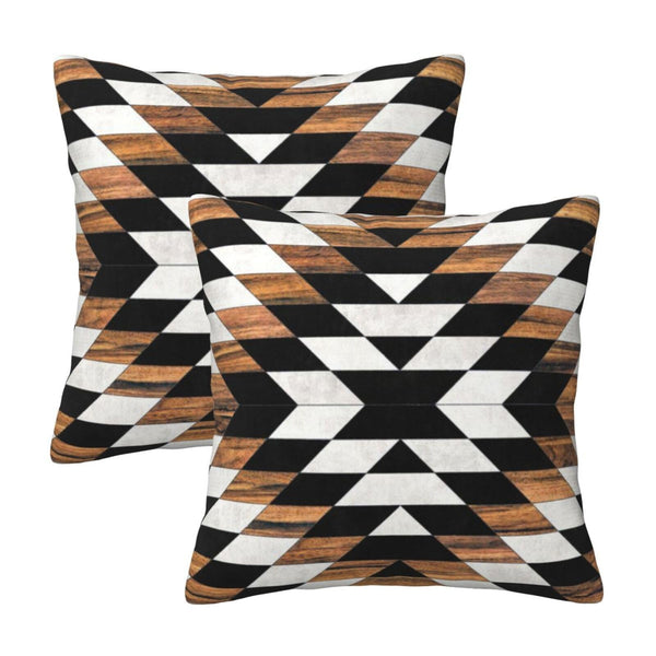 Tribal Aztec Western Wooden Native American Indian Throw Pillow Covers 18x18 in