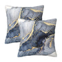 Modern Abstract Marble Blue and Gold Farmhouse Throw Pillow Covers 18x18 Inch