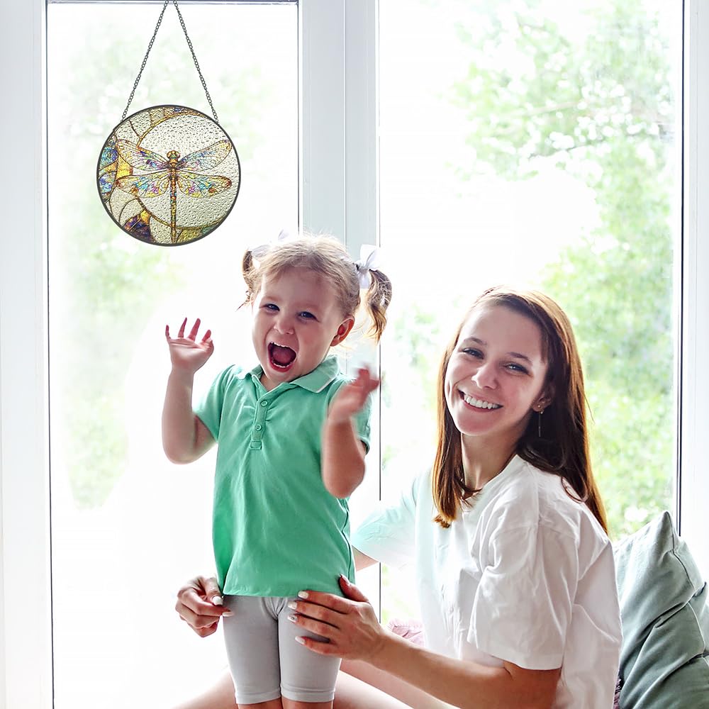 Dragonfly Suncatcher Stained Glass Window Hanging Decor - Vibrant Nature-Inspired Sun Catchers