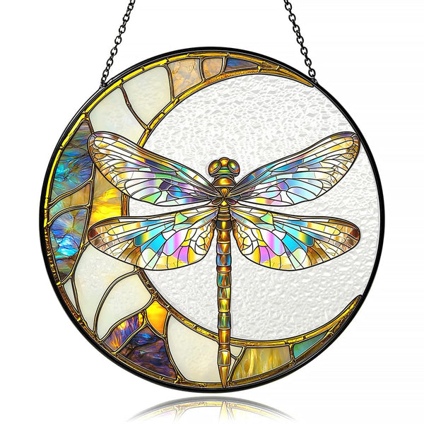 Dragonfly Suncatcher Stained Glass Window Hanging Decor - Vibrant Nature-Inspired Sun Catchers
