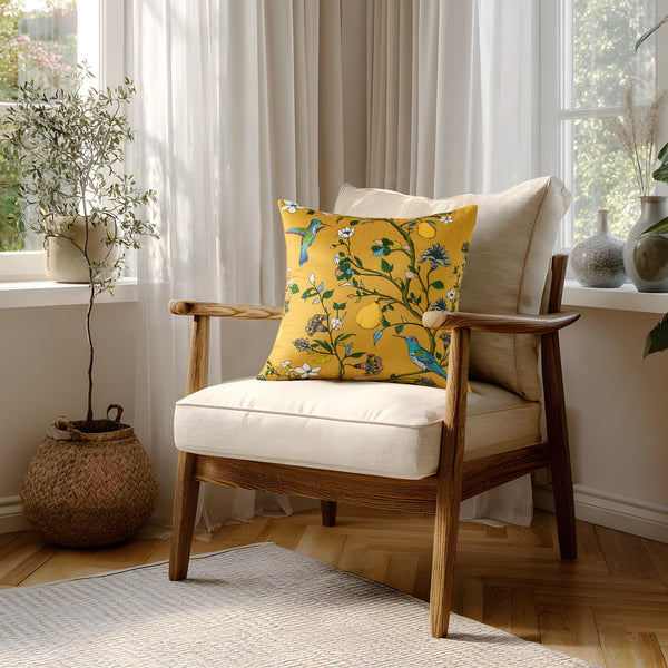 Yellow Floral Pillow Covers 18x18 Set of 2, Velvet Wild Flower Plant Throw Pillows Case