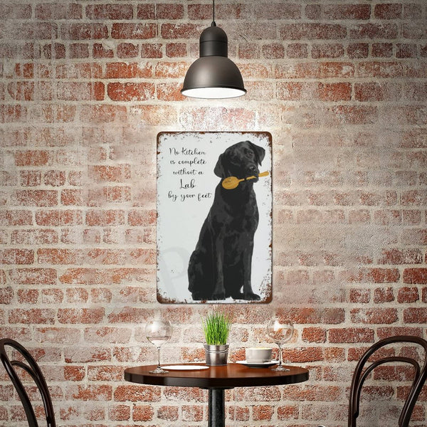 Black Lab Kitchen Art Print,Creative Tin Sign Skeleton, Funny Novelty Metal Sign, Vintage Wall Decor