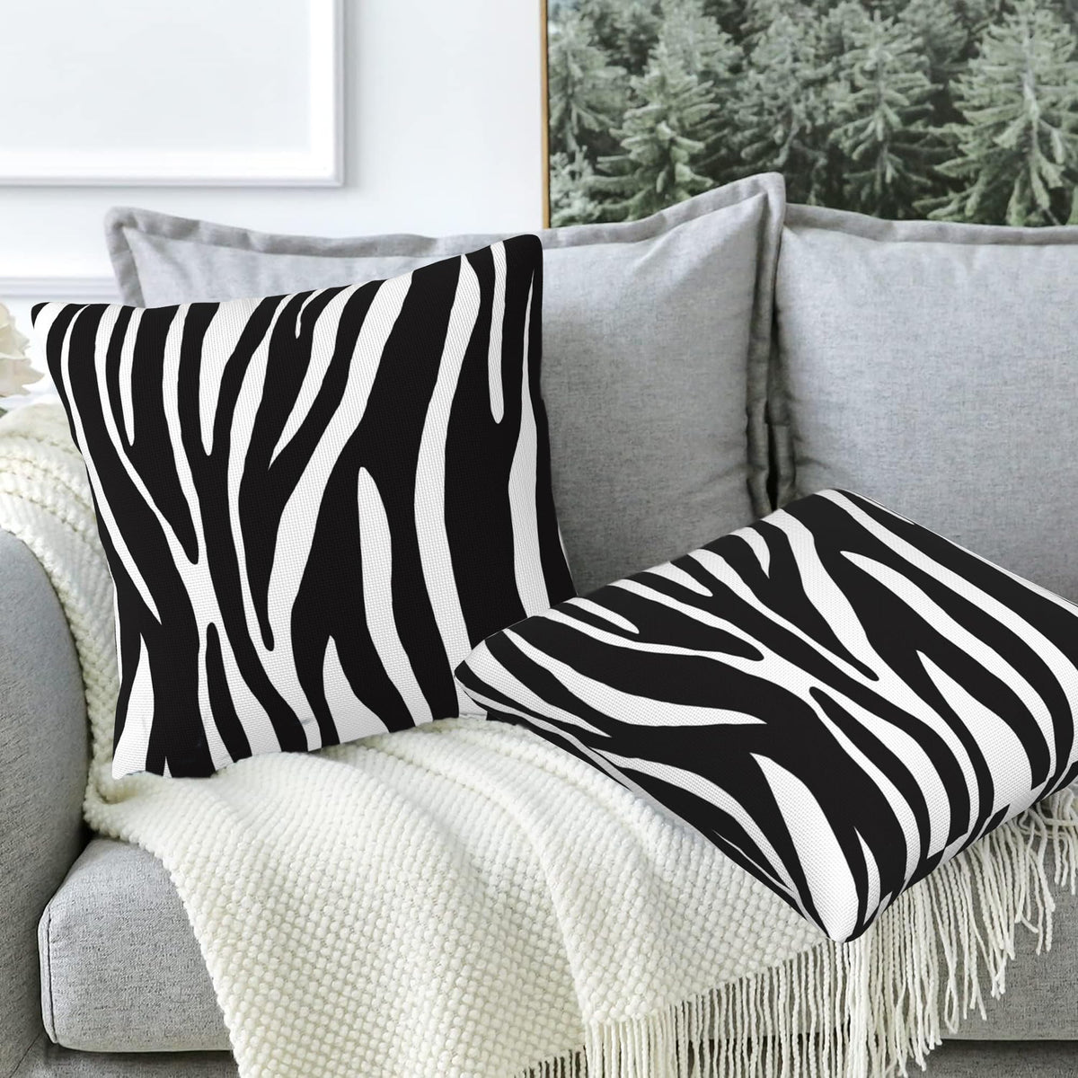 Throw Pillow Covers Animal Zebra Skin Pillow Covers 18x18 Inch Set of 2