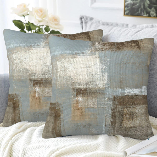 Throw Pillow Covers Grey and Beige Pillow Covers 18x18 Inch Set of 2 Abstract Art Painting Throw Pillows