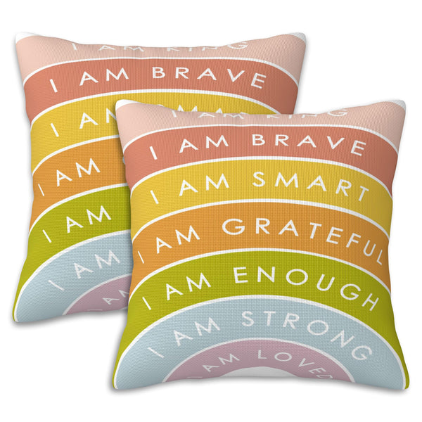 Positive Affirmations Throw Pillow Covers Set of 2 Inspirational Pillow Covers 18x18 Inch
