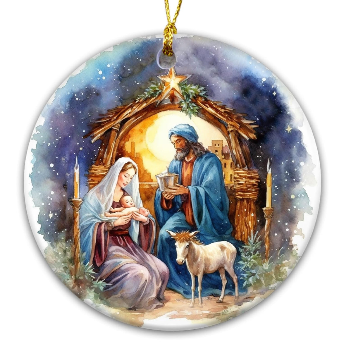 Holy Family Nativity Scene Ornament – Religious Christmas Ornament