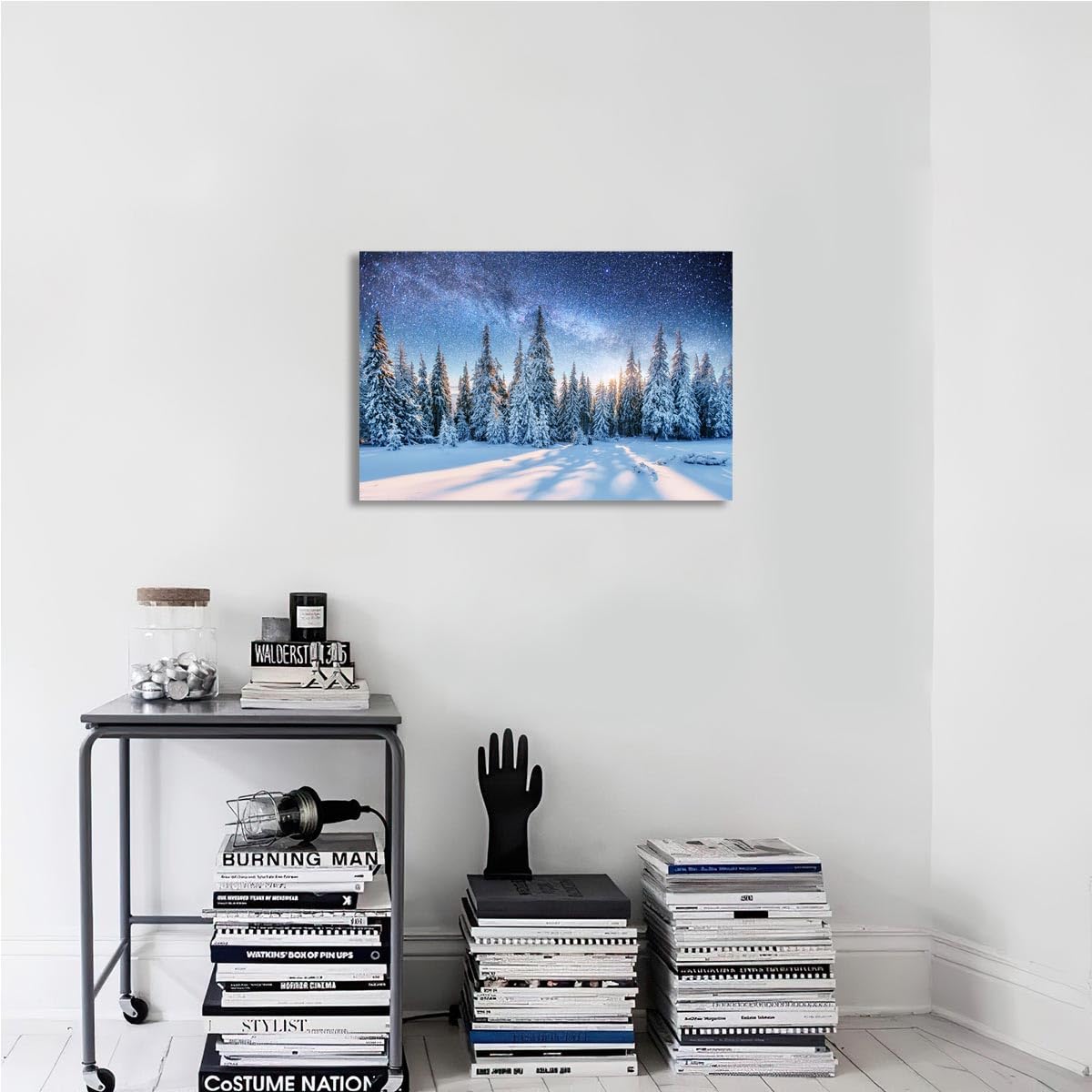 Winter Forest Landscape,Pine Trees In Winter,Magical Snowy Sunset Canvas Wall Art For Living Room Decor Aesthetic Vintage Posters