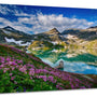 Purple Mountain Fall Canvas Wall Art Landscape Picture Hydrangea Lake Prints Modern Painting Wildflowers Scenery Artwork for Living Room