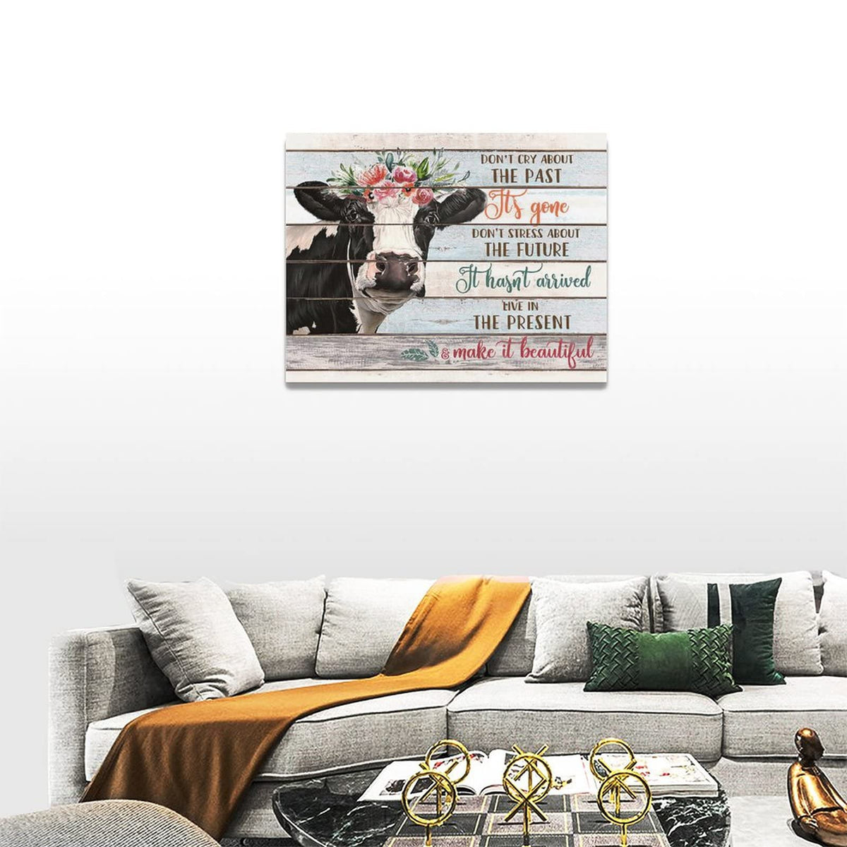 Farmhouse Canvas Wall Art Rustic Cow Cattle Wall Decor Inspirational Quotes Country Farm Animals Pictures Painting Prints