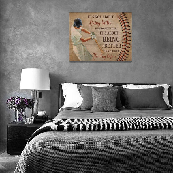 Inspirational Baseball Canvas Wall Art Sport Theme Wall Decor Motivational Quotes Painting Prints Framed Artwork Decor