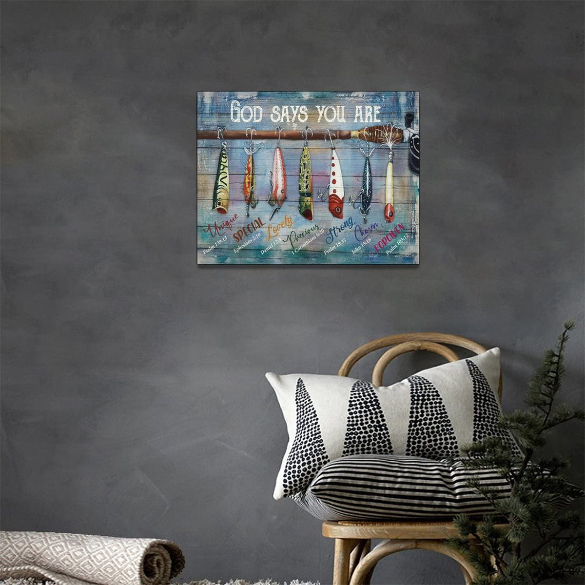 Fish Pictures Wall Decor Canvas Painting Prints Framed Artwork Decor for Bedroom Bathroom Living Room