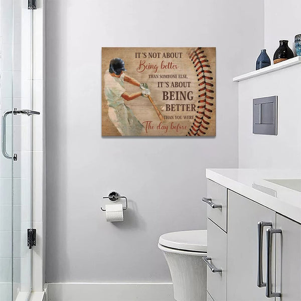 Inspirational Baseball Canvas Wall Art Sport Theme Wall Decor Motivational Quotes Painting Prints Framed Artwork Decor
