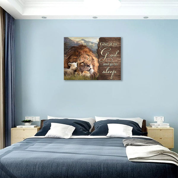 Lion and Lamb Wall Art Pictures Canvas Wall Decor Painting Prints Framed Artwork Decor for Church Living Room Bedroom