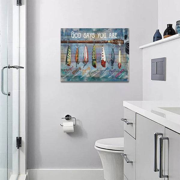 Fish Pictures Wall Decor Canvas Painting Prints Framed Artwork Decor for Bedroom Bathroom Living Room