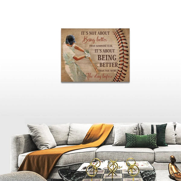 Inspirational Baseball Canvas Wall Art Sport Theme Wall Decor Motivational Quotes Painting Prints Framed Artwork Decor