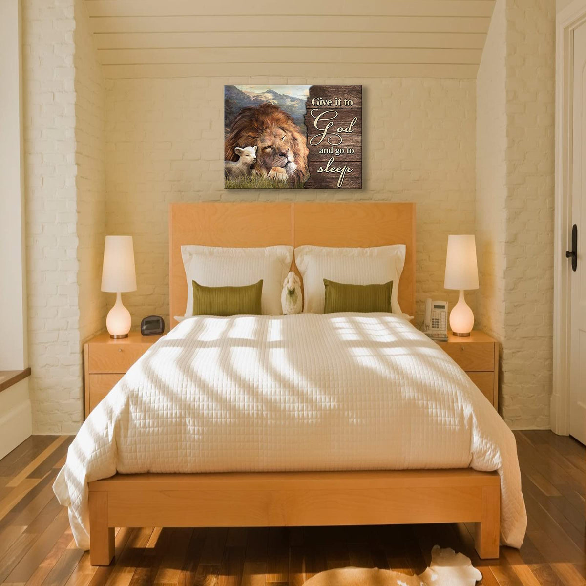 Lion and Lamb Wall Art Pictures Canvas Wall Decor Painting Prints Framed Artwork Decor for Church Living Room Bedroom