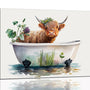 Highland Cow Bathroom Wall Art Longhorn Cow Bathtub Wall Decor Farmhouse Botanical Animals Bathroom Pictures Canvas Painting Print