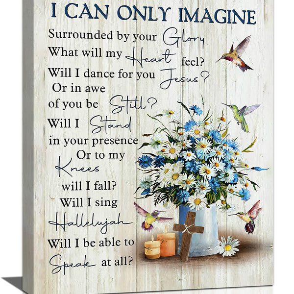 Daisy Canvas Wall Art Daisies Hummingbirds Pictures Wall Decor White Flowers I Can Only Imagine Painting Prints Framed Artwork Decor
