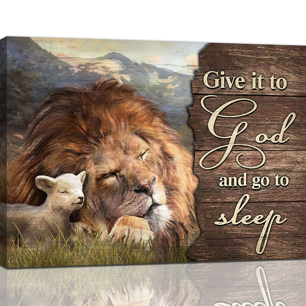 Lion and Lamb Wall Art Pictures Canvas Wall Decor Painting Prints Framed Artwork Decor for Church Living Room Bedroom