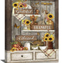 Farmhouse Kitchen Canvas Wall Art Sunflowers Rustic Kitchen Wall Decor Kitchen Quotes Pictures Painting Prints Framed Artwork